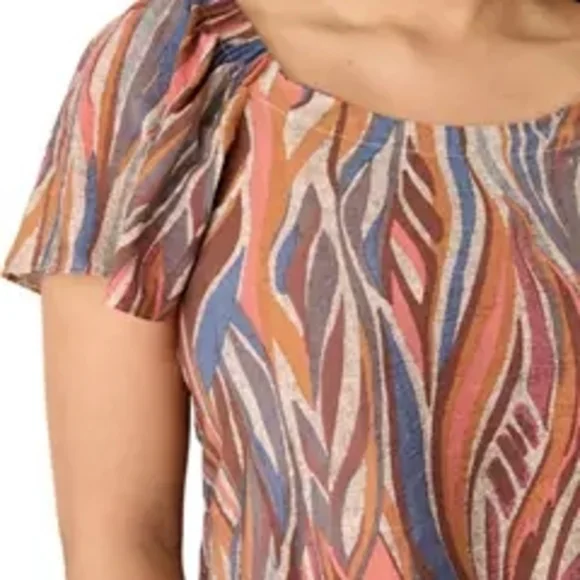 Robbie Bee Brown and Blue Tiered Sundress Size M - Picture 4 of 9